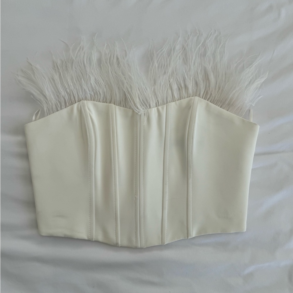 Zara corset top with feathers